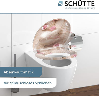 SCHÜTTE WC-Sitz Duroplast ROMANTIC, Toilettensitz mit Absenkautomatik und Schnellverschluss für die