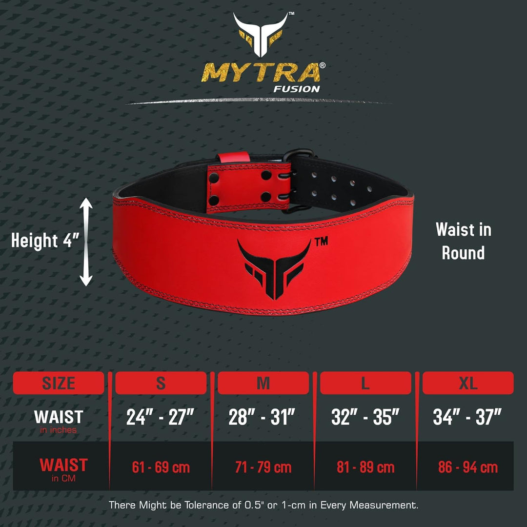 Mytra Fusion Gym Belt 4 Zoll Gewichthebergürtel Ideal für Workout, Powerlifting, Rückenstütze Frauen