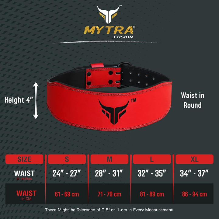Mytra Fusion Gym Belt 4 Zoll Gewichthebergürtel Ideal für Workout, Powerlifting, Rückenstütze Frauen