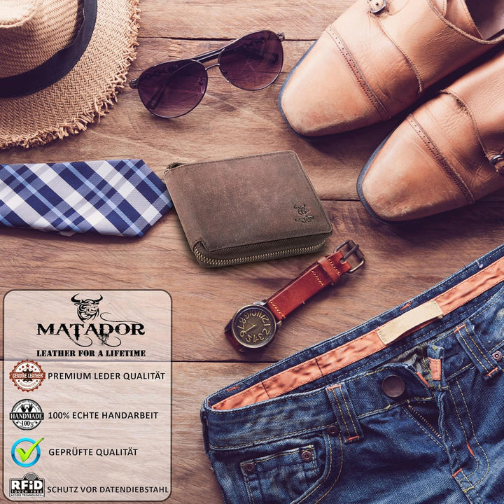 MATADOR Geldbörse Männer Leder #BADALONA mit edler Geschenk Box, Elegante Ledergeldbörse Männer mit