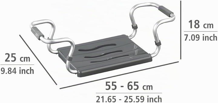 Maximex Badewannensitz Secura Silber - ausziehbar, 120 kg Tragkraft, Aluminium, 55-65 x 18 x 26 cm,