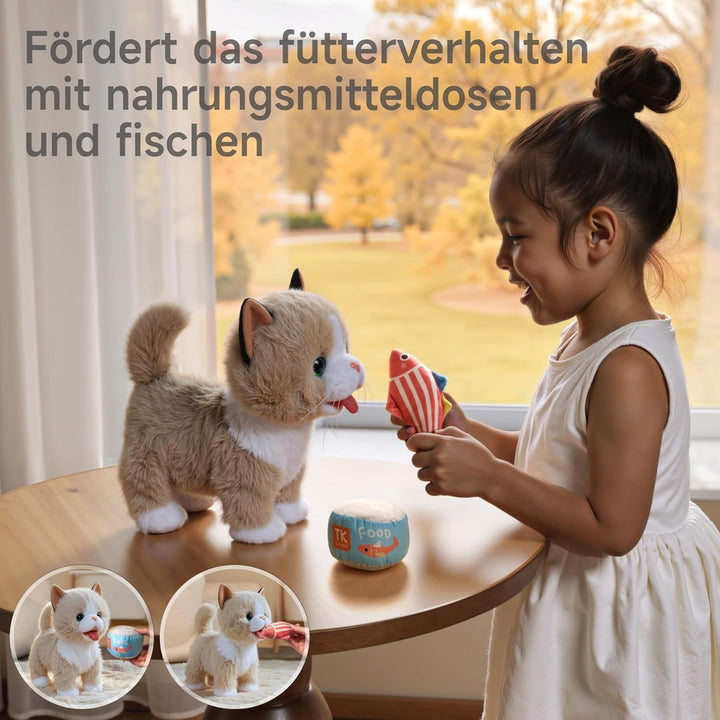 TUMAMA Interaktives Katze Spielzeug für Kinder, Kuscheltier Kittens Mit Fernbedienung Leine Der Läuf