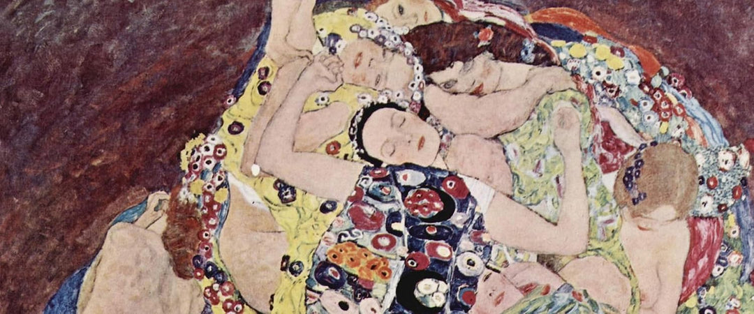 Glasbild Panorama | Wandbild aus Echtglas | Gustav Klimt - Die Jungfrau | 120x50 cm | inkl. Aufhängu