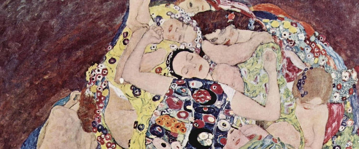 Pixxprint Glasbild Panorama, Wandbild aus Echtglas, Gustav Klimt - Die Jungfrau, 100x40 cm, inkl. Au