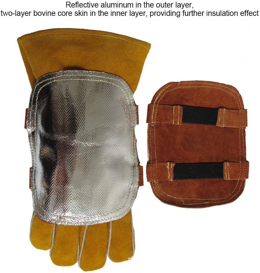 Handschutz aus Rindsleder mit Handschutz Schild Handwärmerschutz Metall Schmelzen Schweissen für ind