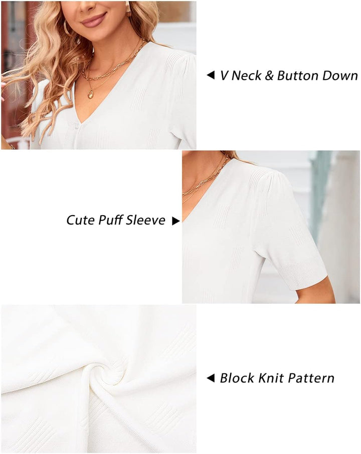 VOTEPRETTY Leichter Strickjacke Damen Cardigan Kurzarm/Langarm Sommer Solid Top Kurzarm S A-weiss, K