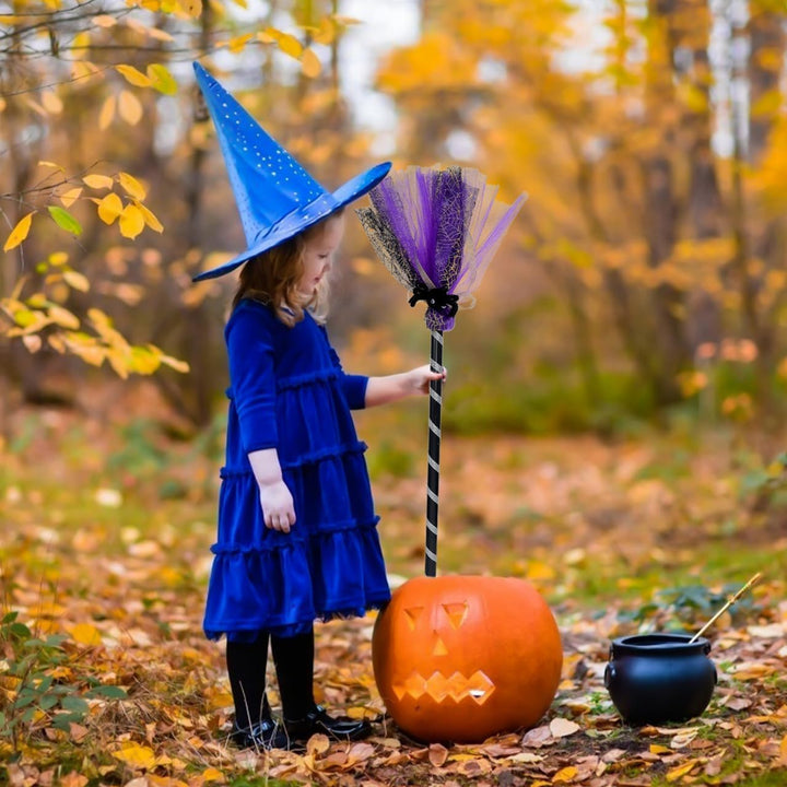 Halloween Hexenbesen Zauberstab Kostüm Besen für Mädchen Kinder Halloween Tischdeko Hexenkostüm Zaub