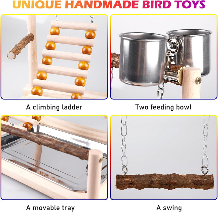 Vögel Spielplatz, Wellensittich Spielplatz Vogel-Spielplatz, Papageienspielständer Mit Feeder Cup Un