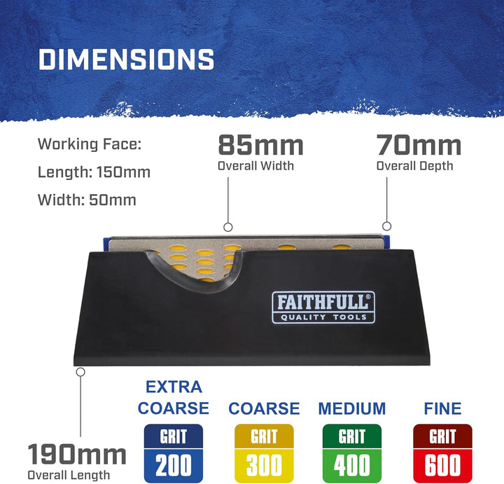 Faithfull DWQUAD Diamond Schleifstein, 4-seitig, FAIDWQUAD-TB, Multi 1 Originalverpackung