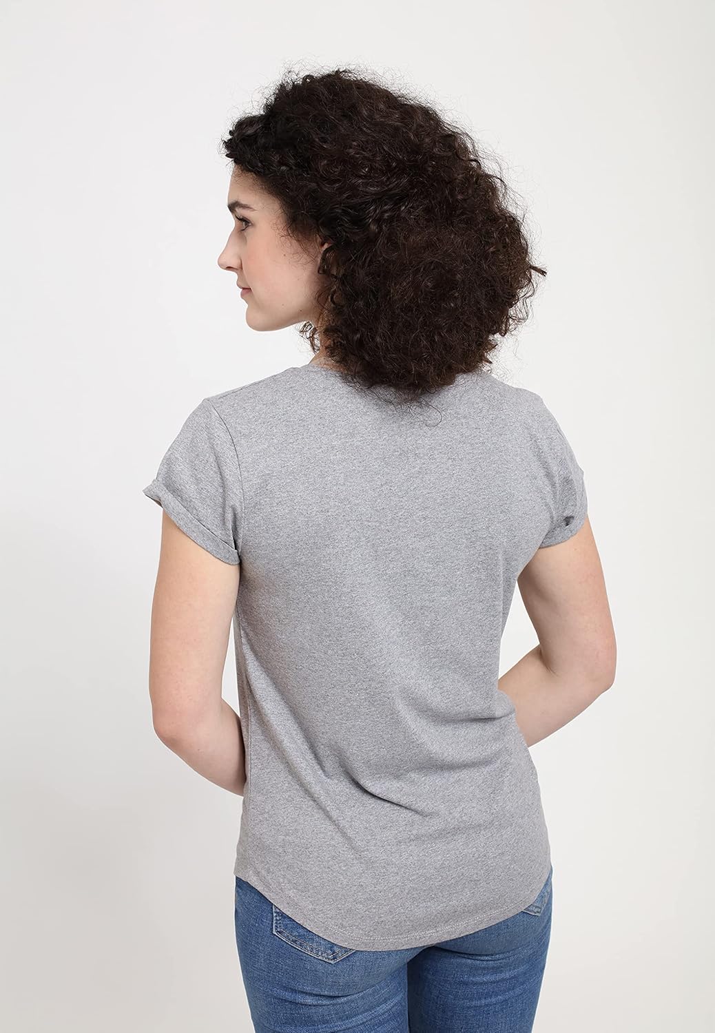 Disney Damen Classic-Hiker Mickey Women's Organic Rolled Sleeve T-Shirt M Melange Grey, M Melange Gr