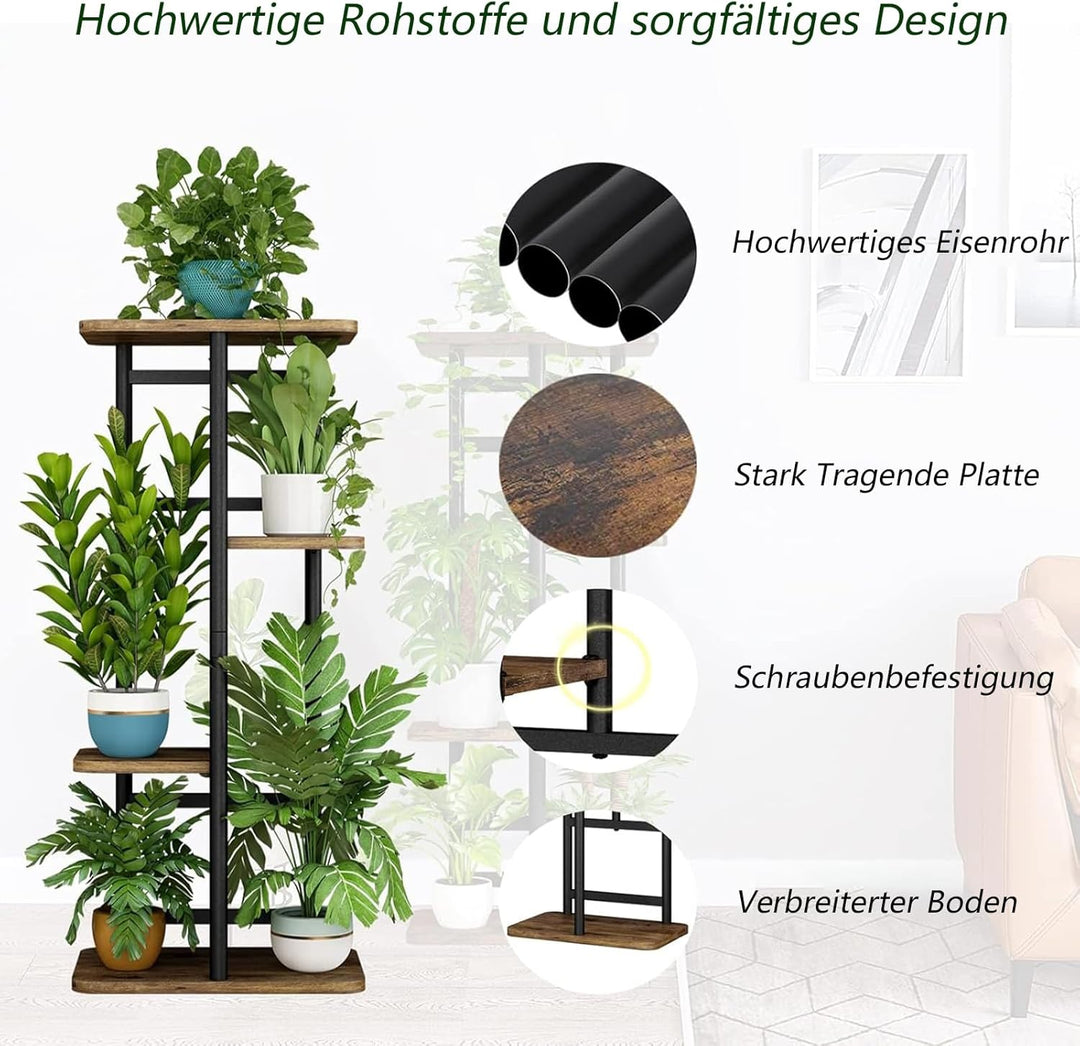 Pflanzenständer Indoor 4 Etagen 5 Topf für mehrere Pflanzen Eckpflanzentisch für Terrasse Garten Bal