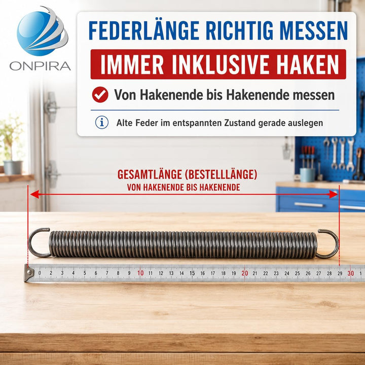Onpira® 2x Universal Garagentor Feder in 21 Grössen verzinkt in Erstausrüster Qualität! zur Auswahl