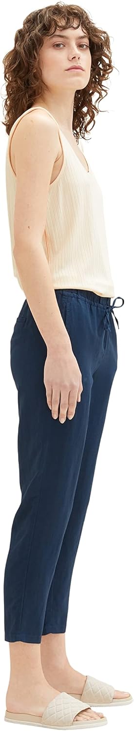 TOM TAILOR Damen Loose Fit Leinen Stoffhose 34W / 28L 11758 - Midnight Sail, 34W / 28L 11758 - Midni