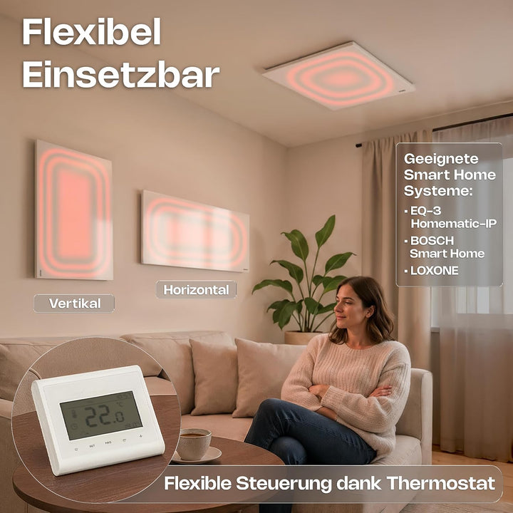 VASNER Citara M RX Funk Infrarotheizung - Infrarot Heizpaneel 300-1100 Watt - Infrarot Wandheizung E