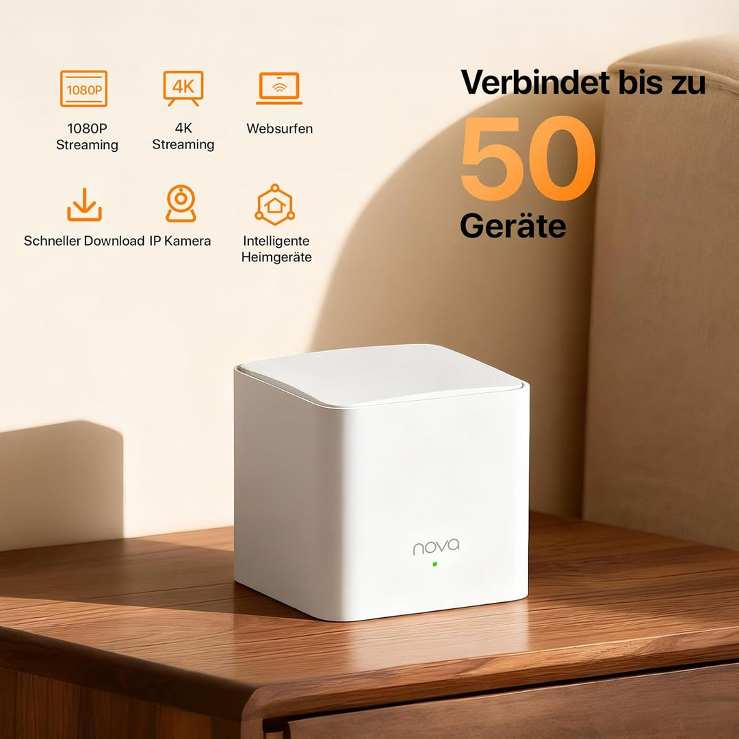 Tenda Nova MW5G (3er Pack) echtes Dual-Band Mesh WLAN (bis zu 300m², 6X Gigabit Ports, AC1200, Gigab
