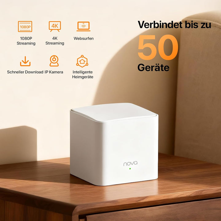 Tenda Nova MW5G (3er Pack) echtes Dual-Band Mesh WLAN (bis zu 300m², 6X Gigabit Ports, AC1200, Gigab