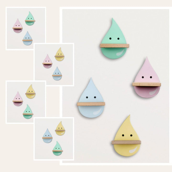 Regentropfen-Set Kinderregal - Regal Wand für Hörfiguren wie Tonie - Sicher & Stabil - Kinderzimmer