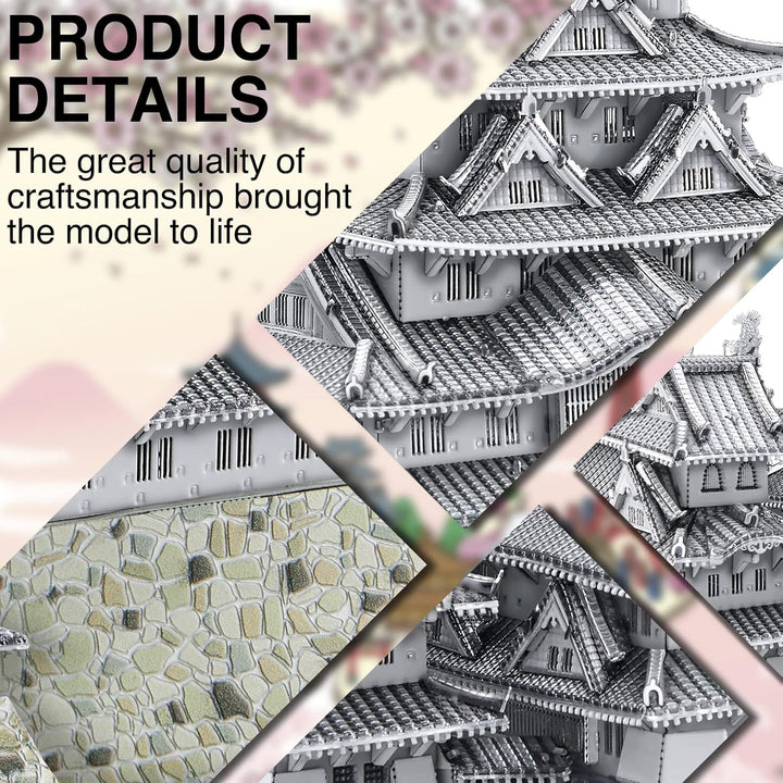 Piececool 3D Puzzle Metall Architecture Himeji-jo Japan, 3D Metall Puzzle Pierecool für 340 Edelstah