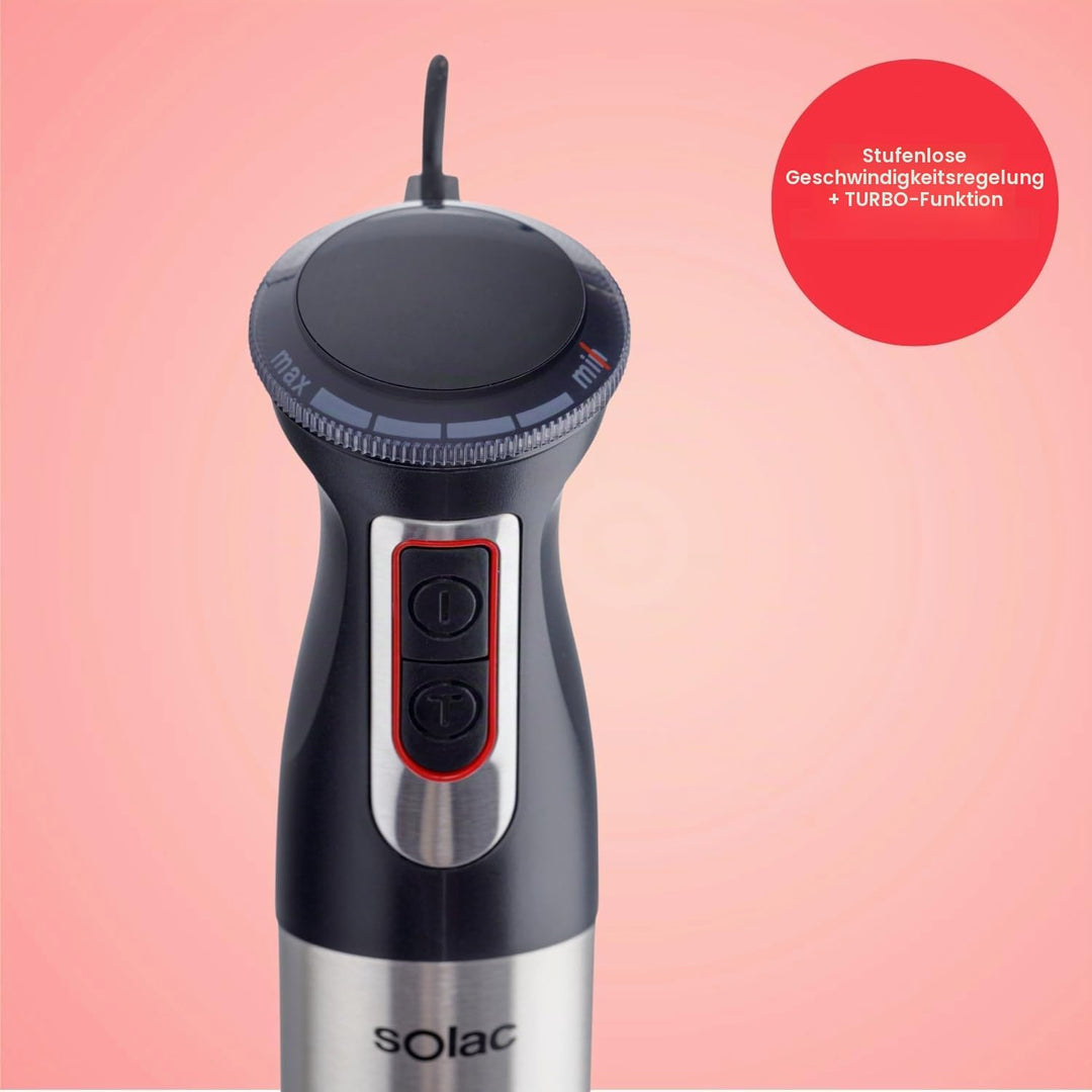 Solac Solution BA5695 - Stabmixer 1200 W, mit progressivem Geschwindigkeitsregler, Turbofunktion, Sp