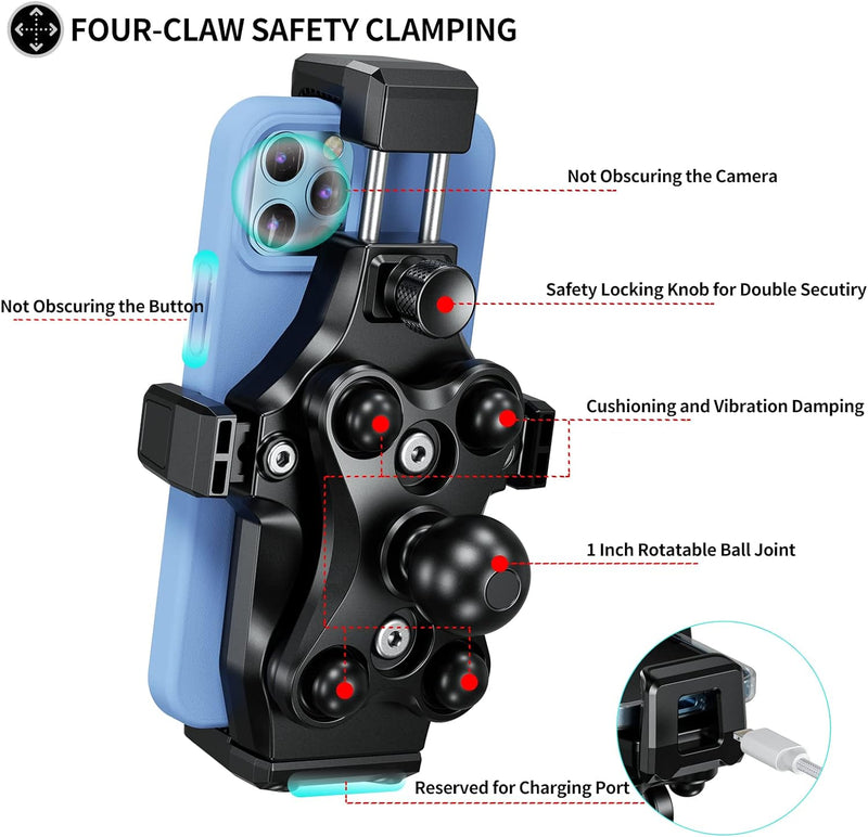 iMESTOU Motorrad Gabelschaft Handyhalterung, Anti-Vibration 1“ Kugel Handyhalterung mit Anti-Diebsta