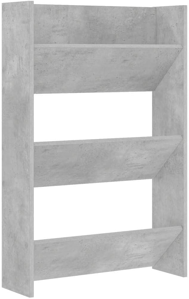 homiuse Wand Schuhschrank 60x18x90 cm mit 3 Kippböden Schuhregal Wandbefestigung Betongrau Schuhbank
