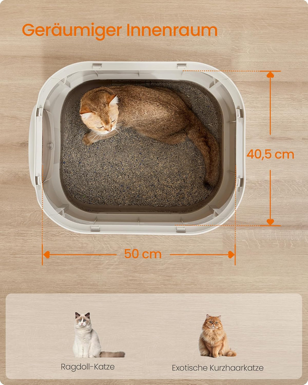 Feandrea Katzenklo, Katzentoilette XXL, mit Deckel, ausziehbares Tablett, Schaufel, Bürste, geräumig