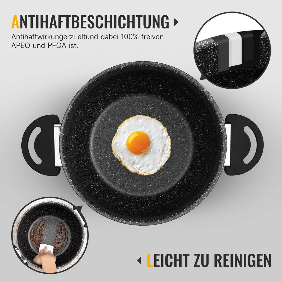 28cm Kochtopf Homelux Topf Induktions Kochtopf mit Glasdeckel,Antihaftbeschichtung,12.5L Suppentöpfe