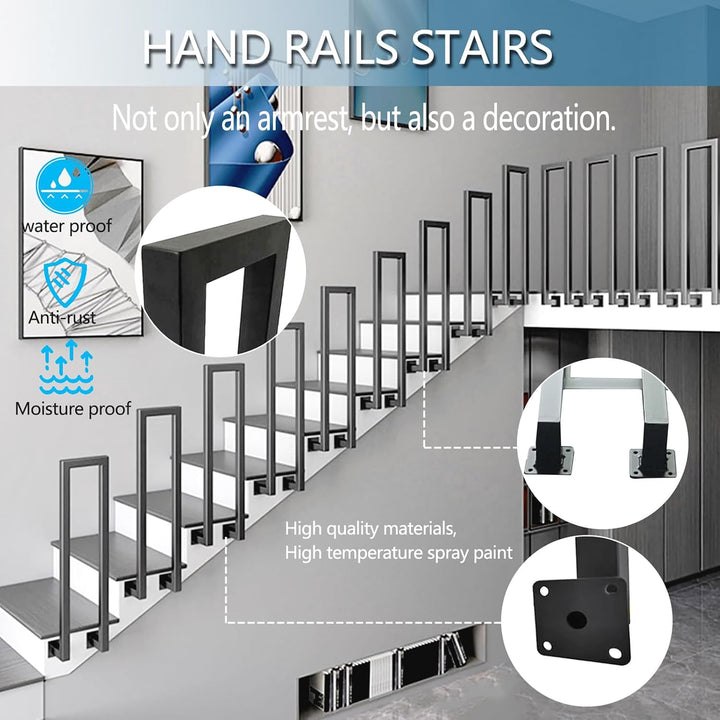 Treppengeländer Innen, U-FöRmige GeläNder Treppe, 35-110cm Handlauf Treppe,Metal GeläNder Drinnen/Ra