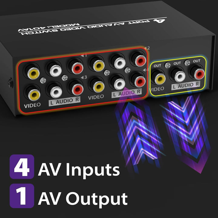 Fosmon - RCA Switcher Hub 3-Wege Audio/Video - Selector/Splitter für Microsoft Xbox 360, PlayStation