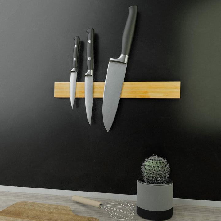 COM-FOUR® Messer Magnetleiste aus Bambus zur Wandmontage - Messerleiste magnetisch - Magnetischer Me