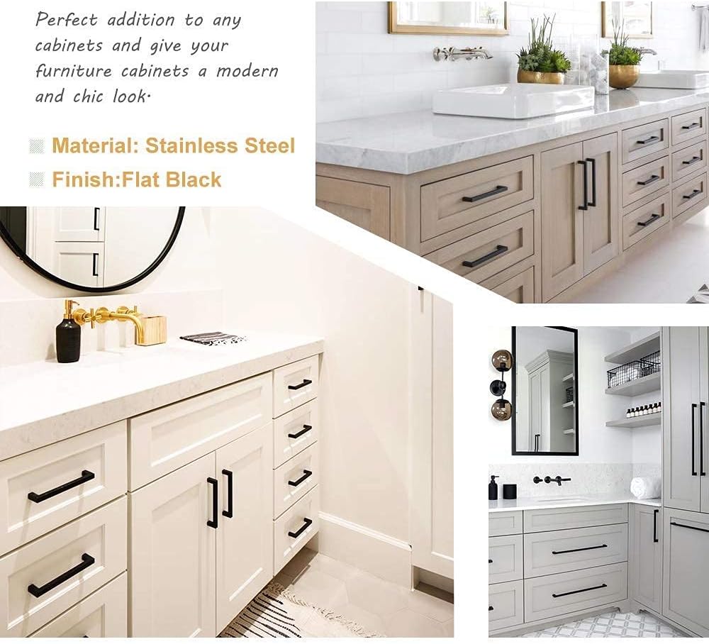 LONTAN 10 Stück schrankgriffe Schwarz Griffe Schwarz 128mm lochabstand Küchengriffe Schwarz Möbelgri