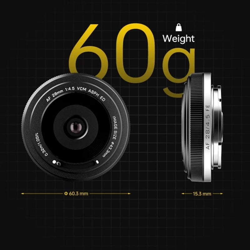 VILTROX AF 28mm F4.5 Vollformat Pancake Objektiv für Sony E, Autofokus FE Chips-Size Ultra-Thin Full