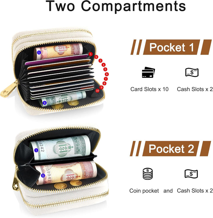 Kreditkartenetui für Damen, kleine Dual Layer Akkordeon Karten Geldbörse mit Blumendruck und grosser