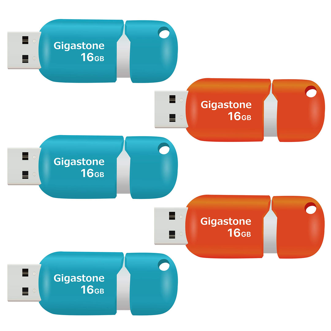 Gigastone V10 16GB 5er-Pack USB 2.0 Flash-Laufwerk, Einziehbare Tasten für MacBook Laptop, Windows M