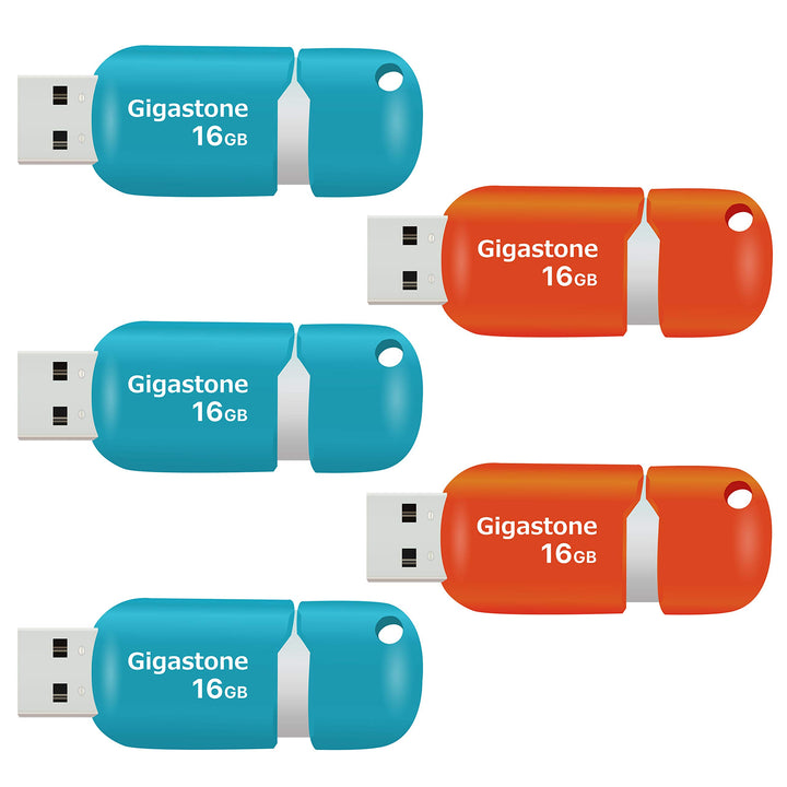 Gigastone V10 16GB 5er-Pack USB 2.0 Flash-Laufwerk, Einziehbare Tasten für MacBook Laptop, Windows M