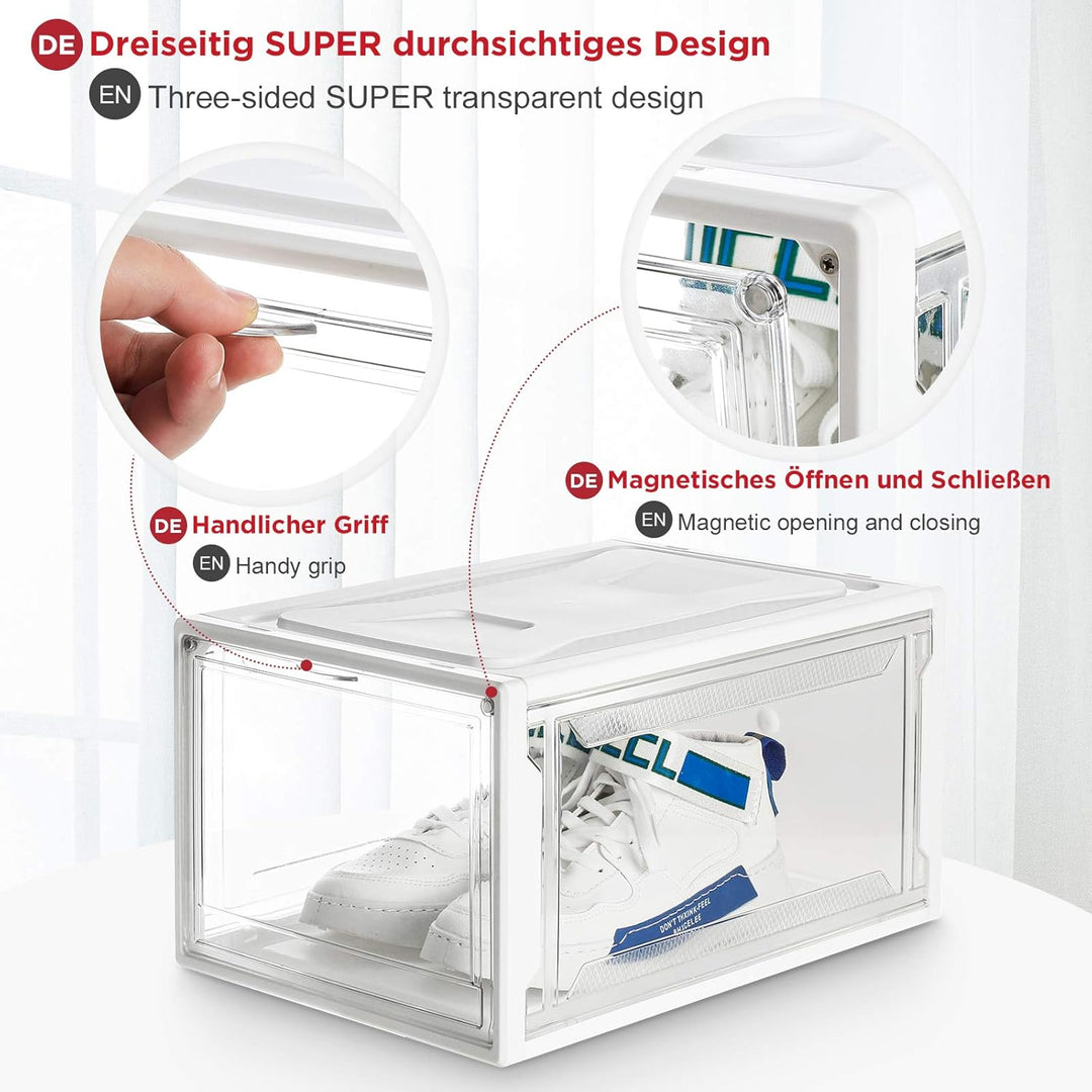 Yorbay 12er Set, Schuhbox Schuhregal, stapelbarer Schuhorganizer, plastikbox mit durchsichtiger Tür,