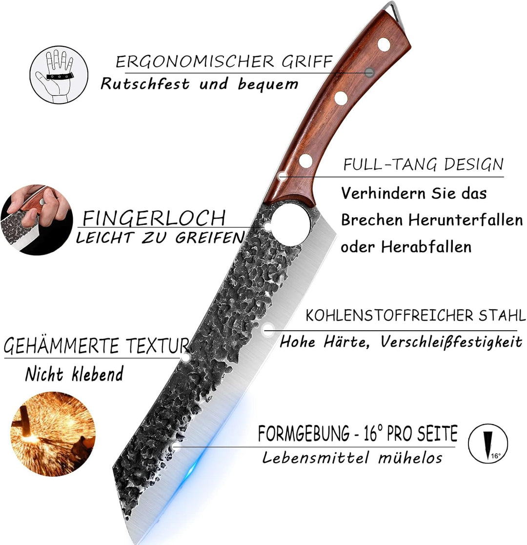 Purple Dragon Kochmesser, Profi Küchenmesser Messer Chefmesser Allzweckmesser aus hochwertigem Carbo
