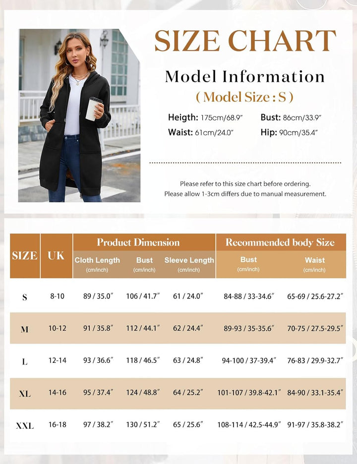 Svanco Damen Hoodie Kapuzenpullover Sweatshirt Langarm Pullover Langen Mantel Jacke Tops Outwear für