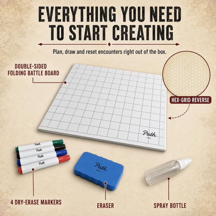 Double Sided Battle Game Mat for DND - Tabletop RPG Game Map Great for Dungeons and Dragons, Pathfin
