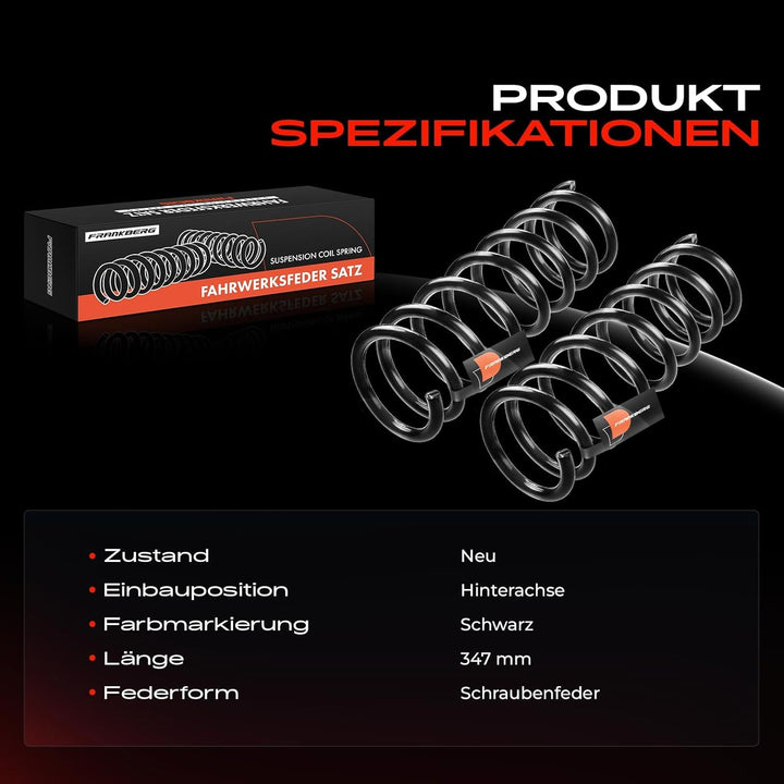 Frankberg 2x Federn Fahrwerksfeder Hinterachse Kompatibel mit Focus II Cabriolet 2006-2010 Replace#