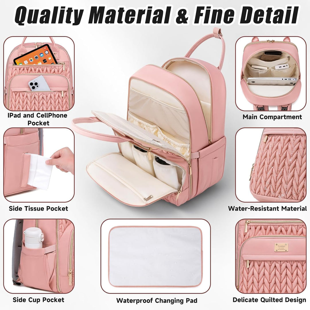 Wickeltaschen-Rucksack, stilvolle Baby-Wickeltasche, wasserdichter Reise-Wickelrucksack mit Wickelun