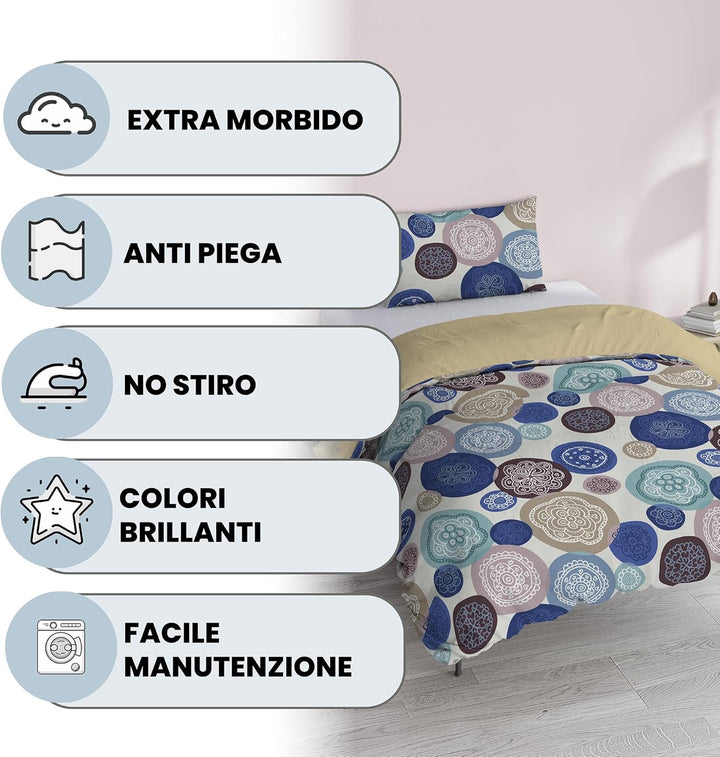 Italian Bed Linen Fantasy Bettbezug, Mikrofaser, murrine, kleine Doppelte Murrine kleine Doppelte, M