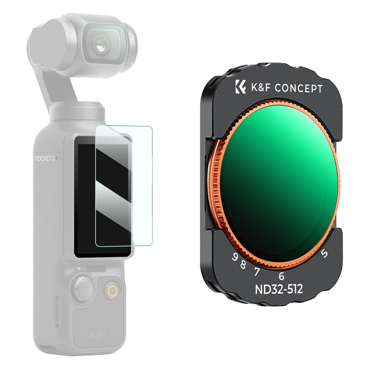 K&F Concept OSMO Pocket 3 ND Filter, Magnetischer Variabler ND Filter ND32-ND512, 5-9 Blendenstufen