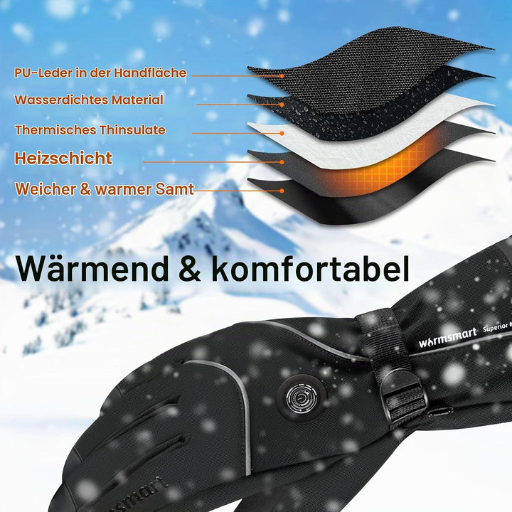 Beheizbare Handschuhe für Herren Damen, Beheizte Handschuhe Mit 7.4V 3000MAh Wiederaufladbare Batter