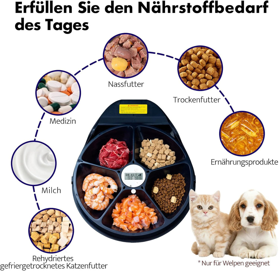 UBPET F10 Futterautomat Katze Nassfutter mit Kühlung, Halbleiter Kühlung, Timing-Funktion Futterauto