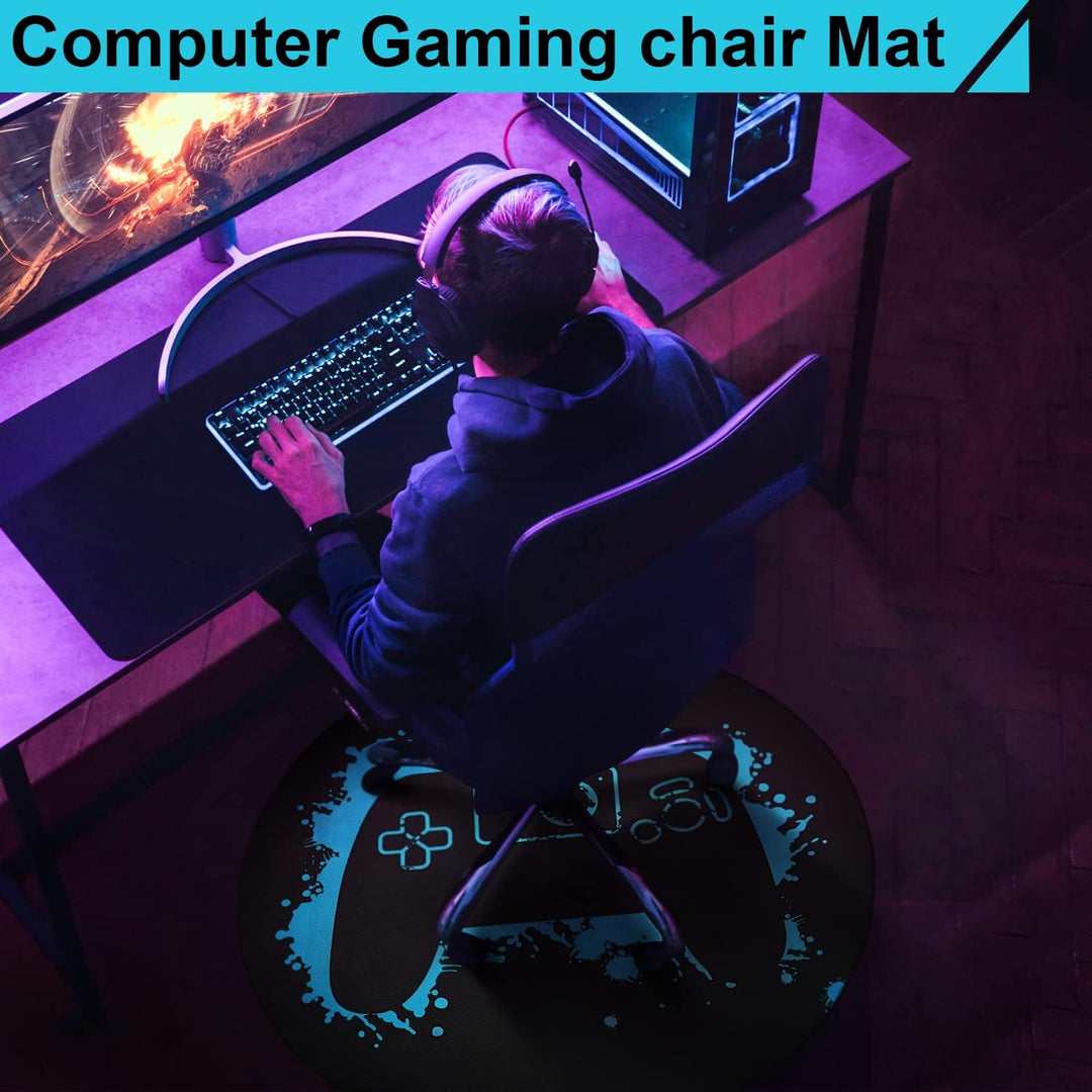 Gaming-Stuhlmatte 119 cm runde Stuhlmatte für Hartholzboden Gaming Teppiche Bürostuhl Teppich Stuhlm