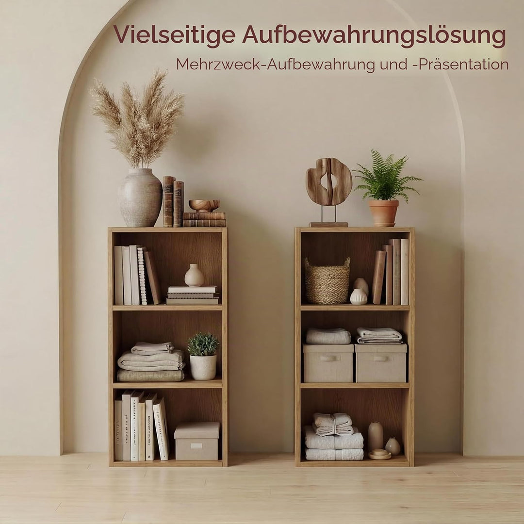 Vida Designs Oxford Bücherregal mit 3 Ebenen, würfelförmig, Eiche, Holz-Regaleinheit für Büro, Wohnz