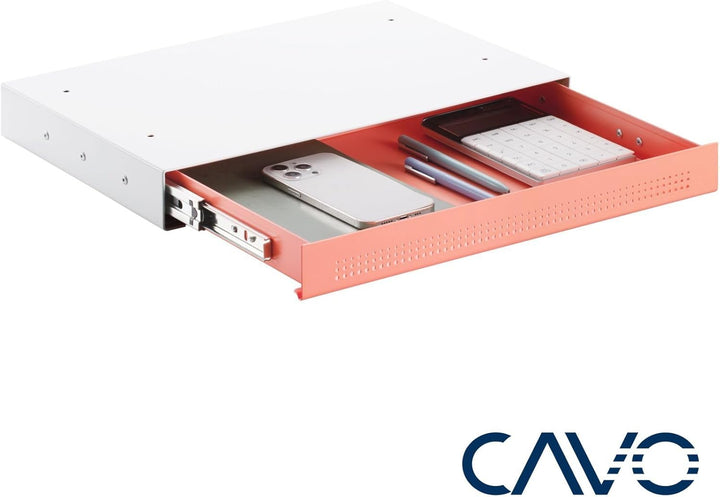 CAVO Dokumentenschublade aus Stahl 410 x 272 mm Koralle, weiss, Schreibtischschublade Unterbauschubl