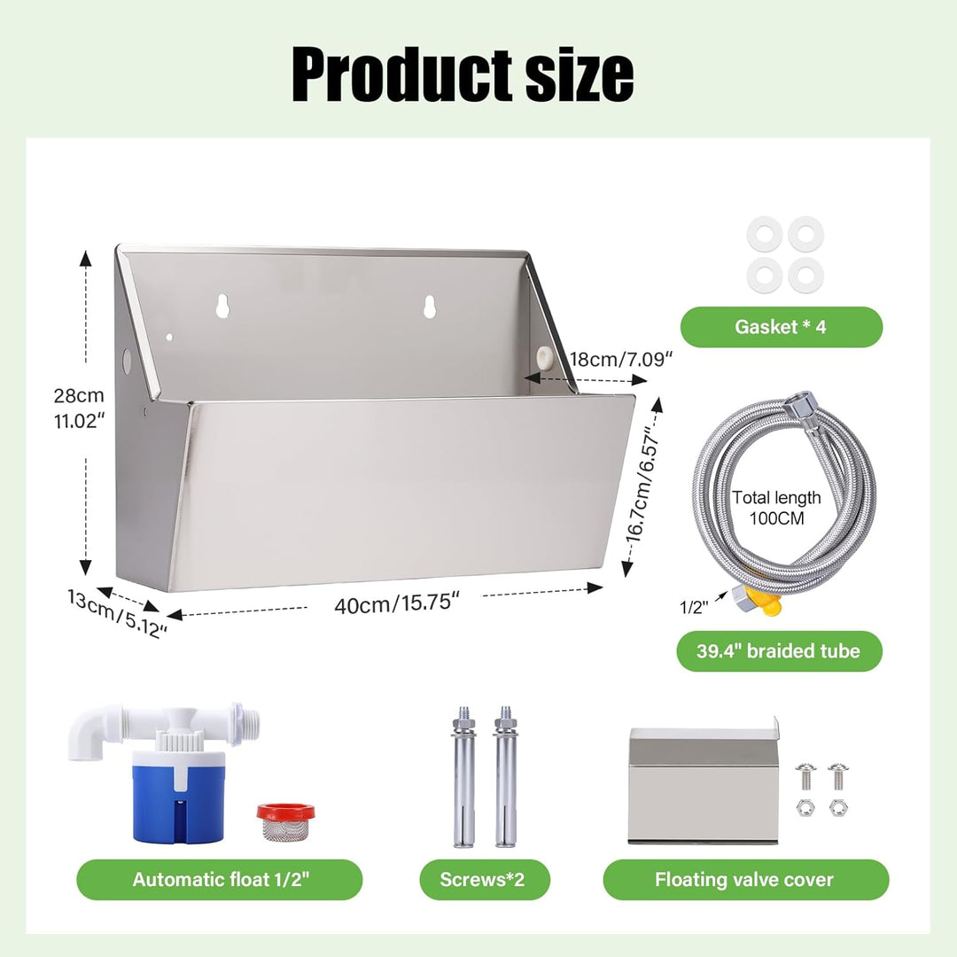 Rinder und Schafe Trinktrug 8 Liter Hundewasser im Freien Edelstahl-Wassernapf für grosse Hunde,Hund