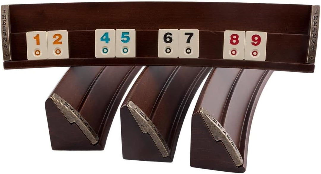 Helena Wood Art, Handgefertigtes Oval Rummy Set aus Holz inklusive Tasche, Okey Takimi, 100% Holz, L